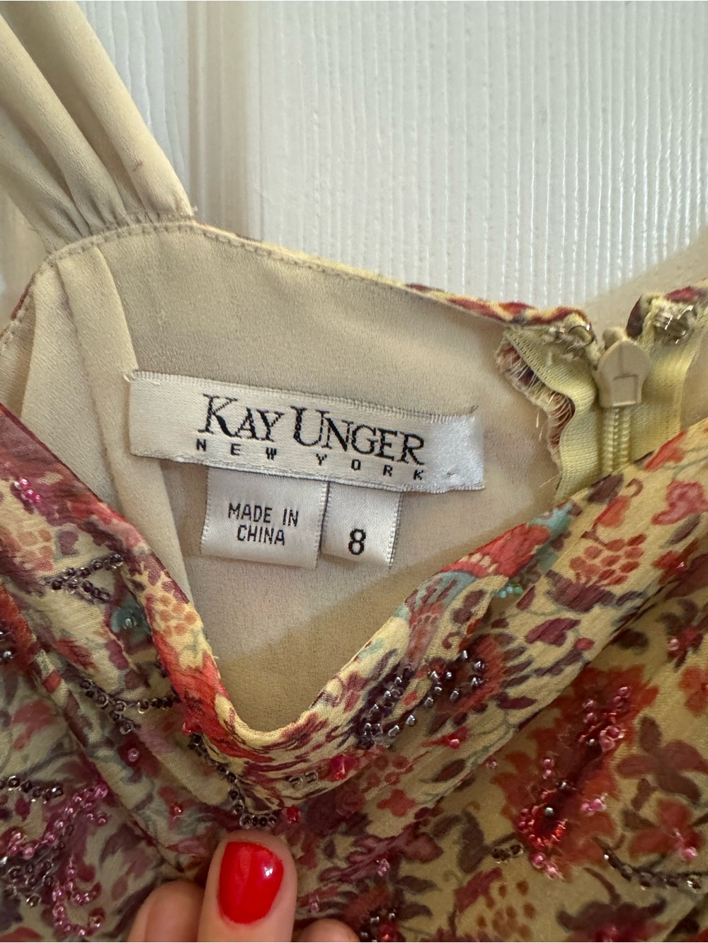 Y2K Kay Unger embellished beaded floral 100% silk gown maxi dress - Picture 2 of 6